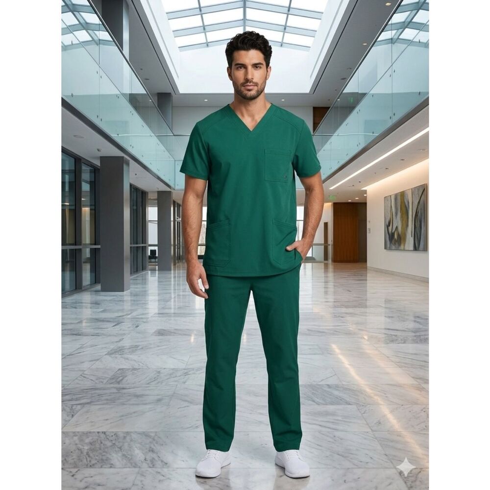 Take 50% OFF/ Infinity Men's Teal V-Neck Scrub Top - Teal, Size-3XL - Picture 12 of 12